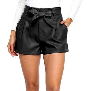 High waisted leather shorts